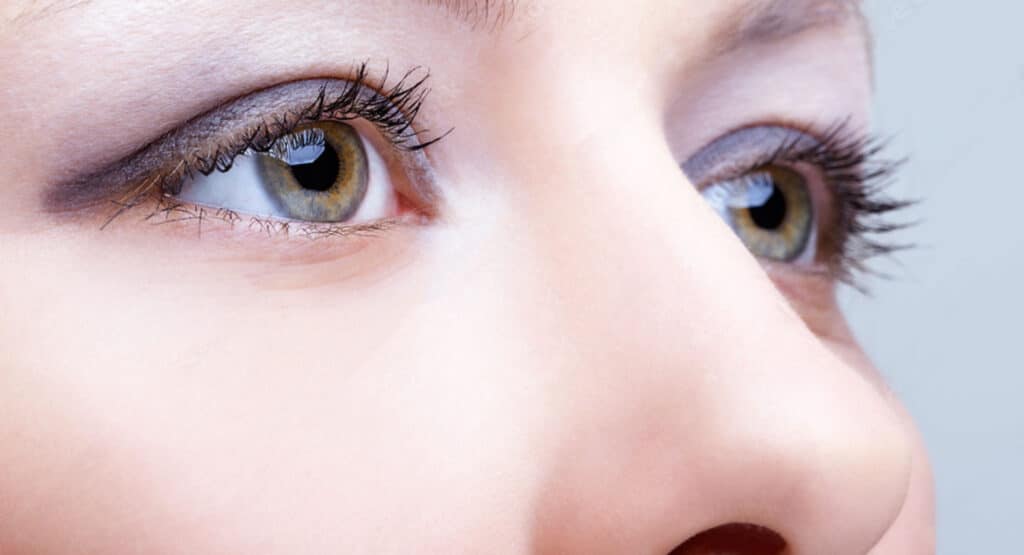 Close-up of female face with eyes makeup
